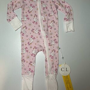 Caden Lane Pink Duck and Flower Footie size 0-3 month New with Tags